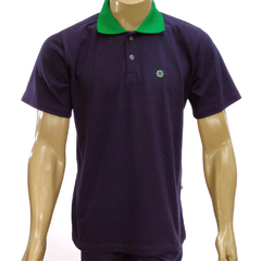 Camisa Polo Azul Marinho com Gola Verde e Bordado - Raro's Confecções