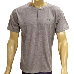 Camiseta Cinza Mescla com Botões e Bordado - PV Malha Fria - Raro's Confecções