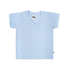 Camiseta Infantil Gola V Azul Claro - PV Malha Fria - Raro's Confecções
