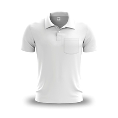 Camisa Polo Bolso Branca - Malha Piquet - Raro's Confecções