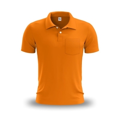 Camisa Polo Bolso Laranja - Malha Piquet - Raro's Confecções