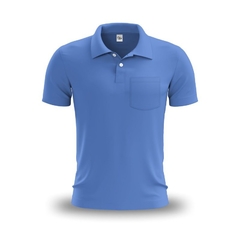 Camisa Polo Bolso Azul Imperial Claro - Malha Piquet - Raro's Confecções