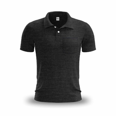 Camisa Polo Bolso Preto Mescla - Malha Piquet - Raro's Confecções