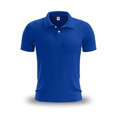 Camisa Polo Bolso Azul Royal - Malha Piquet - Raro's Confecções