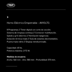 Horno Eléctrico Empotrable Avvolto TST - Don Andrés