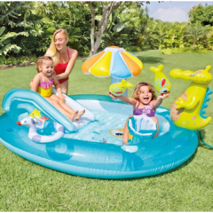 Pileta Inflable Dinosaurio Intex 203x173x89 Tobogan Somb Azul - comprar online