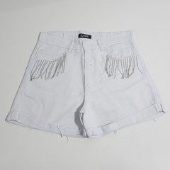 SHORT MOM BLANCO STRASS