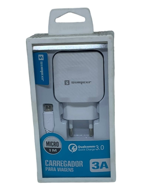 Carregador USB Carga Rápida + Cabo USB V8 SX-QC3-V8 Preto