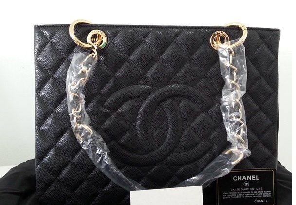 Bolsa Chanel Grand Shopping Tote GST Caviar Preta