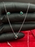 Conjunto feminino - coração de zircônia verde ( colar + par de brinco ) prata 925