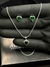Conjunto feminino - coração de pedra cravejado ( colar + par de brinco ) prata 925