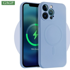 Imagem do Compre Agora Case MagSafe capa tampa de carregamento sem fio para iPhone 14 13 12 11 pro max 11 7 8 plus x xs xr coque à prova de choque de silicone líquido