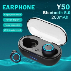 Fone de ouvido Bluetooth Y50 para esportes ao ar livre sem fio 5.0 com compartimento de carga Display de energia com controle de toque Fones de ouvido - comprar online