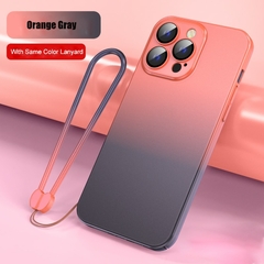 Case Phone cor laranja-cinza cor Fosco gradiente liquido de luxo Silicone com cordão en internet