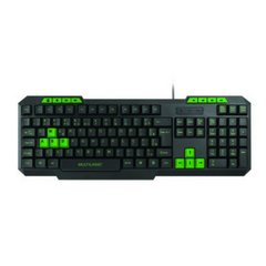 Teclado Gamer Multilaser com Hostkeys Multimidia slim verde