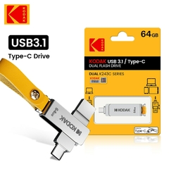 Adaptador USB Flash Drive Metal Kodak K243C USB3.1 Pendrive 32G 64GB 128GB Tipo c OTG 16GB 256GB landyard para chaves cle usb para smartphone