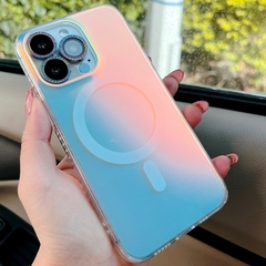 Image of Case Magnética cor Aurora Laser carregamento por indução para iPhone 12 13 11 Pro 14 Pro Max X Xs , 2 mini 11 10 x xs xr 8 7