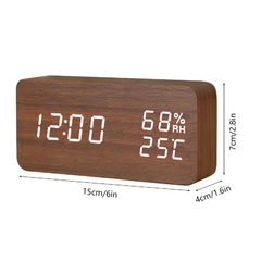 Despertador LED Relógio de madeira com controle de voz Digital Wood Despertador USB/AAA Relógio de mesa eletrônico - online store