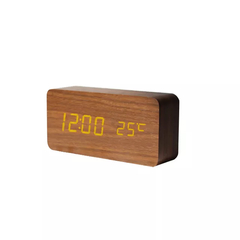 Despertador LED Relógio de madeira com controle de voz Digital Wood Despertador USB/AAA Relógio de mesa eletrônico - comprar online