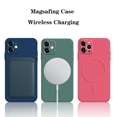 Compre Agora Case MagSafe capa tampa de carregamento sem fio para iPhone 14 13 12 11 pro max 11 7 8 plus x xs xr coque à prova de choque de silicone líquido - buy online