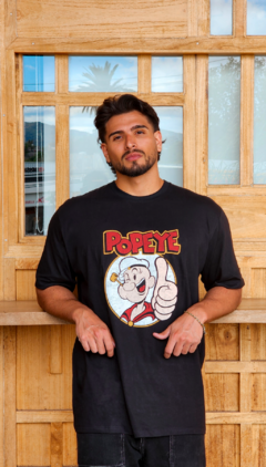 Remera Oversize Popeye Negra - comprar online