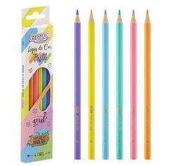 Lápis de cor sextavado pastel 6 cores BRW - comprar online