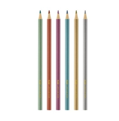 Lápis de cor sextavado metalizado 6 cores BRW - comprar online