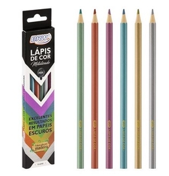 Lápis de cor sextavado metalizado 6 cores BRW na internet