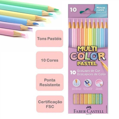 Lápis de Cor Multicolor Tons Pastéis 10 Cores Faber-Castell na internet