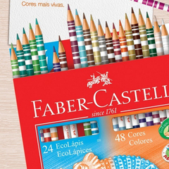 Lápis de Cor Escolar FABER-CASTELL Bicolor 24 Unds/48 Cores - Papyê Papelaria
