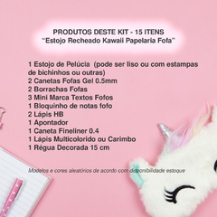 Imagem do Kit Kawaii Papelaria Fofa Presente Estojo Pelúcia 15 itens