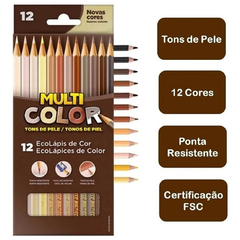 Lápis de Cor Multicolor Tons de Pele com 12 Cores Faber-Castell - loja online