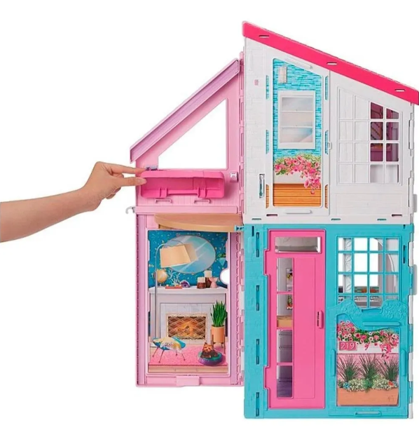 Barbie casa portátil com piscina, casa de bonecas