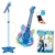 Guitarra Infantil Com Microfone Pedestal Toca MP3 Luz Azul