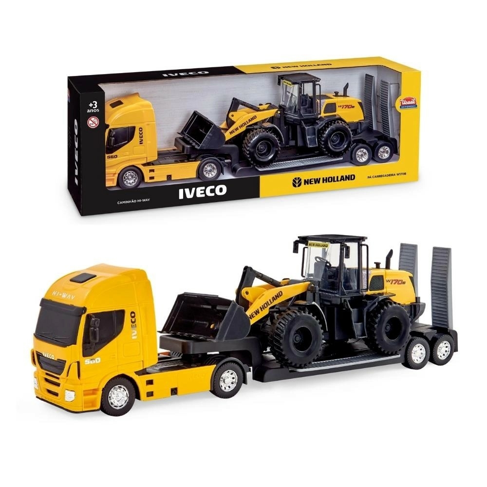 Caminhao Brinquedo Iveco Hi-way Pa Carregadeira New Holland