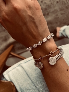 PULSEIRA ZIRCÔNIAS DE GOTA RÓDIO BRANCO