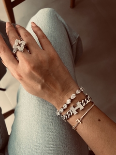 PULSEIRA DE ELOS RÓDIO BRANCO H CRAVEJADA EM ZIRCÔNIAS - comprar online