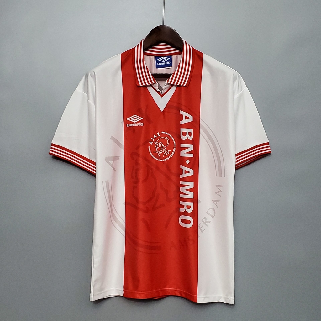 Camisa Ajax Home 95/96 Umbro Masculina - Branco e Vermelho