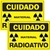 Cuidado Material Radioativo Adesivos Vinil Branco 19x13cm 2 Peças