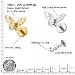 Labret titanio mariposa - Rouge Beauty Studio