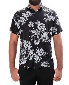 CAMISA MANGA CURTA EM VISCOSE COM ESTAMPAS