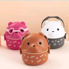 Marmita Lancheira Infantil Escolar Ursinho com Colher Divisória Alça Lanche Almoço Bento Urso Kawaii - comprar online