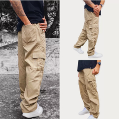 Imagem do KIT 2 Calça Cargo Unissex Masculina Feminina Promoção Larga Preta Bege Cáqui Sarja Moda Skate