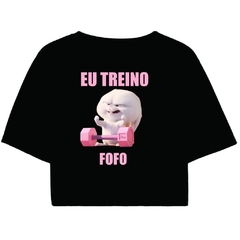 Cropped Feminino Preto Tumblr blogueira ACADEMIA EU TREINO FOFO COELHO