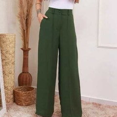 Calça Pantalona tecido De Duna maravilhosa ela estica com cintura-001. Tem zipper.