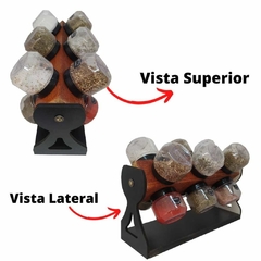 Porta temperos porta condimentos 12 potes plásticos giratório madeira para cozinha mdf na internet