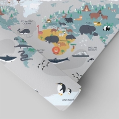 Papel de parede | Mapa Mundi Infantil | Cinza na internet