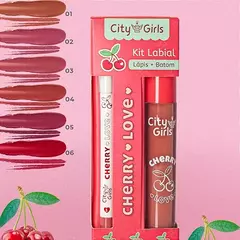 Kit Labial Lápis + Batom Cherry Love - City Girls