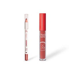 Kit Labial Lápis + Batom Cherry Love - City Girls - comprar online