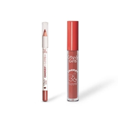 Kit Labial Lápis + Batom Cherry Love - City Girls